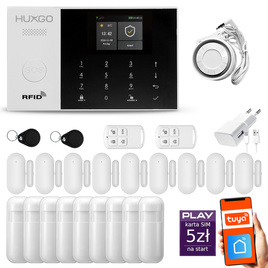 HUXGO® HXA005 - Wireless security system WiFi + GSM with 9x Motion Detector & 9x Door / window sensor | Home Alarm System SET with App TUYA
