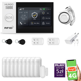HUXGO® HXA007 - Wireless security system WiFi + GSM 4G LTE with 9x Motion Detector & 1x Door / window sensor | Home Alarm System SET with App TUYA