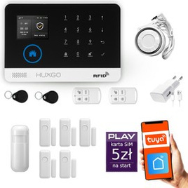 HUXGO® HXA003 - Wireless security system WiFi + GSM with 1x Motion Detector & 5x Door / window sensor | Home Alarm System SET with App TUYA