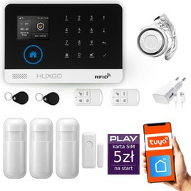 HUXGO® HXA003 - Wireless security system WiFi + GSM with 3x Motion Detector & 1x Door / window sensor | Home Alarm System SET with App TUYA