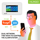 HUXGO® HXA006 - Funk Alarmanlage System WiFi + GSM 4G mit 9x Bewegungsmelder PIR & 1x Fenster und Türsensor sensor | Kabellose Alarmanlage SET mit TUYA App