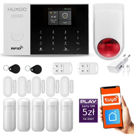 HUXGO® HXA005 - Wireless security system WiFi + GSM with 5x Motion Detector & 5x Door / window sensor with Wireless Siren | Home Alarm System SET with App TUYA