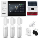 HUXGO® HXA007 - Sistema di allarme wireless WiFi + GSM con 3x Rilevatore di movimento & 3x Sensore per porte e finestre con Sirena senza fili | Allarme casa senza fili Kit con app TUYA