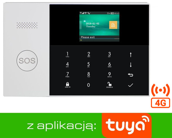 HUXGO® HXA005 4G LTE - Control Panel of the Alarm System with WiFi and GSM | Control via Tuya Smart