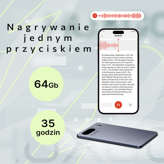 HUXGO® FW920E – Smart AI Voice Recorder with Real-Time Transcription and Translation
