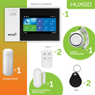 HUXGO® HXA007 - Funk Alarmanlage System WiFi + GSM mit 1x Bewegungsmelder PIR & 1x Fenster und Türsensor sensor | Kabellose Alarmanlage SET mit TUYA App
