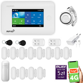 HUXGO® HXA006 - Wireless security system WiFi + GSM 4G with 1x Motion Detector & 12x Door / window sensor | Home Alarm System SET with App TUYA