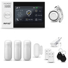 HUXGO® HXA007 - Sistema di allarme wireless WiFi + GSM 4G LTE con 3x Rilevatore di movimento & 1x Sensore per porte e finestre | Allarme casa senza fili Kit con app TUYA