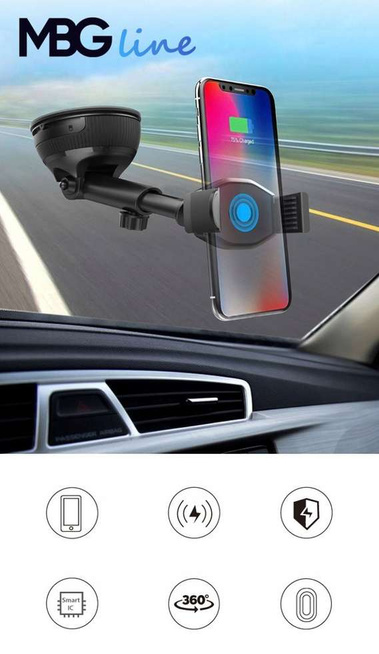 MBG line® HC33 - Support de voiture avec chargeur sans fil pour téléphones de 55 à 88 mm de largeur