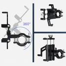 MBG line® BM PRO MH29A - Aluminum universal phone holder for bike, scooter, motorcycle with 360 Rotates