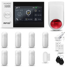 HUXGO® HXA007 - Sistema di allarme wireless WiFi + GSM con 7x Rilevatore di movimento & 1x Sensore per porte e finestre con Sirena senza fili | Allarme casa senza fili Kit con app TUYA