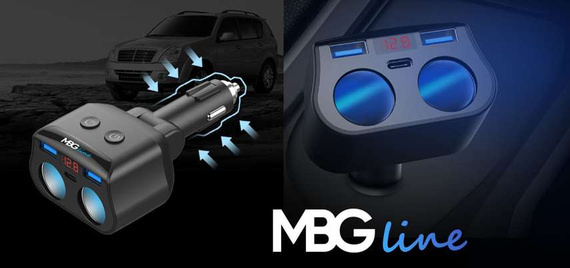 MBG line® HC69PD - Sdoppiatore per accendisigari con voltmetro e caricatore 2 x USB QC3.0