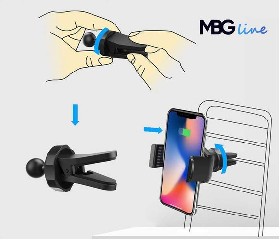 MBG line® X7+G73 - Caricatore per auto per telefoni larghi da 55 a 88 mm