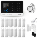 HUXGO® HXA003 - Sistema di allarme wireless WiFi + GSM 4G LTE con 12x Rilevatore di movimento & 1x Sensore per porte e finestre | Allarme casa senza fili Kit con app TUYA