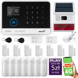 HUXGO® HXA003 - Wireless security system WiFi + GSM  4G LTE with 7x Motion Detector & 7x Door / window sensor with Wireless Siren | Home Alarm System SET with App TUYA