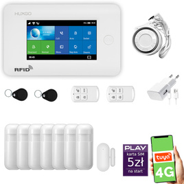 HUXGO® HXA006 - Wireless security system WiFi + GSM 4G with 7x Motion Detector & 1x Door / window sensor | Home Alarm System SET with App TUYA
