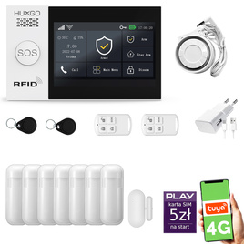 HUXGO® HXA007 - Wireless security system WiFi + GSM 4G LTE with 7x Motion Detector & 1x Door / window sensor | Home Alarm System SET with App TUYA
