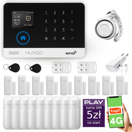 HUXGO® HXA003 - Wireless security system WiFi + GSM 4G LTE with 9x Motion Detector & 9x Door / window sensor | Home Alarm System SET with App TUYA