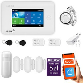 HUXGO® HXA006 - Wireless security system WiFi + GSM with 1x Motion Detector & 3x Door / window sensor | Home Alarm System SET with App TUYA