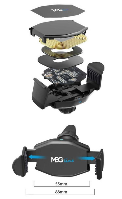 MBG line® X7+G73 - Caricatore per auto per telefoni larghi da 55 a 88 mm