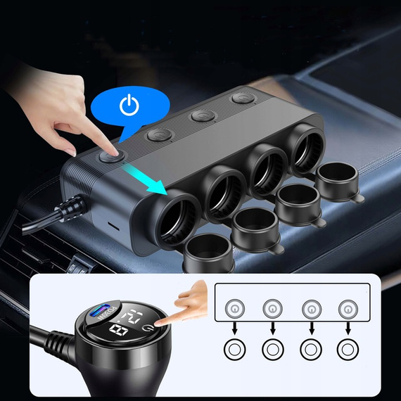 MBG line® HS75AD - 12V/24V Car Cigarette Lighter Splitter and USB Charger QC3.0 + Dual USB-C PD30W