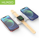 HUXGO® Mag-Safe Charging Station for Mobile Phone, iPhone and SmartWatch, Wireless Charger, 3-in-1 Foldable Magnetic, Portable Charging Station with Overcharge Protection - BY-MF82_W White
