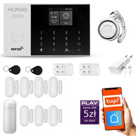 HUXGO® HXA005 - Wireless security system WiFi + GSM with 1x Motion Detector & 7x Door / window sensor | Home Alarm System SET with App TUYA