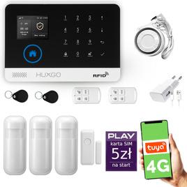 HUXGO® HXA003 - Wireless security system WiFi + GSM 4G LTE with 3x Motion Detector & 1x Door / window sensor | Home Alarm System SET with App TUYA