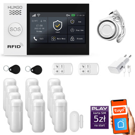 HUXGO® HXA007 - Wireless security system WiFi + GSM with 12x Motion Detector & 1x Door / window sensor | Home Alarm System SET with App TUYA