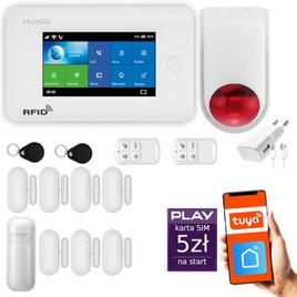 HUXGO® HXA006 - Wireless security system WiFi + GSM with 1x Motion Detector & 7x Door / window sensor with Wireless Siren | Home Alarm System SET with App TUYA