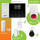 HUXGO® HXA005 - Wireless security system WiFi + GSM 4G LTE with 12x Motion Detector & 1x Door / window sensor with Wireless Siren | Home Alarm System SET with App TUYA