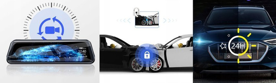 MBG line® HS900 Pro - Caméra de rétroviseur pour voiture - Caméra de stationnement Pro sur route 2K + FHD