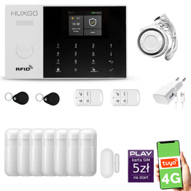 HUXGO® HXA005 - Wireless security system WiFi + GSM 4G LTE with 7x Motion Detector & 1x Door / window sensor | Home Alarm System SET with App TUYA