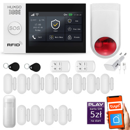 HUXGO® HXA007 - Wireless security system WiFi + GSM with 1x Motion Detector & 12x Door / window sensor with Wireless Siren | Home Alarm System SET with App TUYA