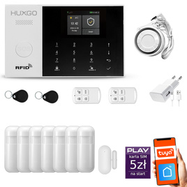 HUXGO® HXA005 - Wireless security system WiFi + GSM with 7x Motion Detector & 1x Door / window sensor | Home Alarm System SET with App TUYA