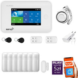 HUXGO® HXA006 - Wireless security system WiFi + GSM with 7x Motion Detector & 1x Door / window sensor | Home Alarm System SET with App TUYA