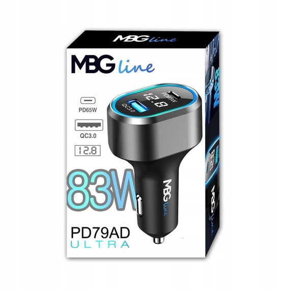 MBG line® PD79AD - Chargeur de voiture avec voltmètre - Adaptateur USB pour allume-cigare