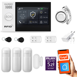 HUXGO® HXA007 - Wireless security system WiFi + GSM with 3x Motion Detector & 1x Door / window sensor | Home Alarm System SET with App TUYA