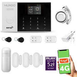 HUXGO® HXA004 - Wireless security system WiFi + GSM 4G LTE with 1x Motion Detector & 3x Door / window sensor | Home Alarm System SET with App TUYA