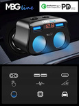 MBG line® HC69PD - Multiprise pour allume-cigare avec voltmètre et chargeur 2 x USB QC3.0