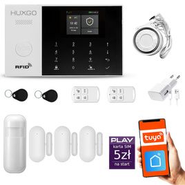 HUXGO® HXA005 - Wireless security system WiFi + GSM with 1x Motion Detector & 3x Door / window sensor | Home Alarm System SET with App TUYA