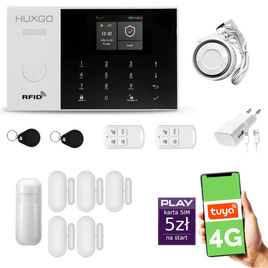 HUXGO® HXA005 - Wireless security system WiFi + GSM 4G LTE with 1x Motion Detector & 5x Door / window sensor | Home Alarm System SET with App TUYA