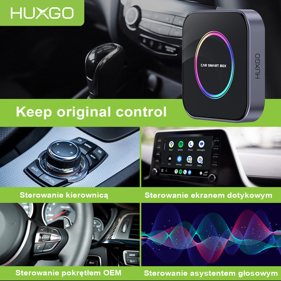 HUXGO® Adaptador inalámbrico 3-en-1 CarPlay y Android Auto compatible con dispositivos Apple y Android
