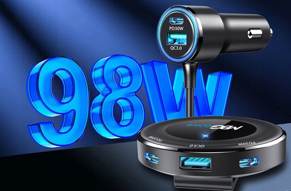 MBG line® C78 PRO - Caricatore rapido per auto - Caricatore multiplo per accendisigari con 5 porte USB