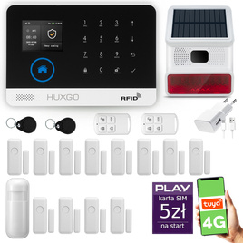 HUXGO® HXA003 - Wireless security system WiFi + GSM  4G LTE with 1x Motion Detector & 12x Door / window sensor with Wireless Siren | Home Alarm System SET with App TUYA