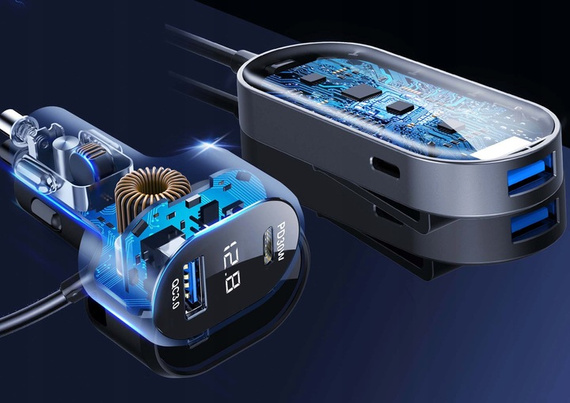 MBG Line® C79ADC MAX – Multi-Port Car Charger with Voltmeter and Fast Charging QC3.0 + PD30W