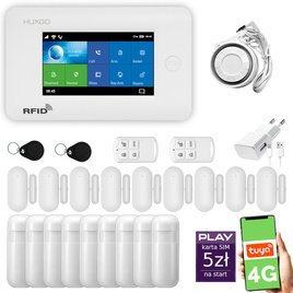 HUXGO® HXA006 - Wireless security system WiFi + GSM 4G with 9x Motion Detector & 9x Door / window sensor | Home Alarm System SET with App TUYA