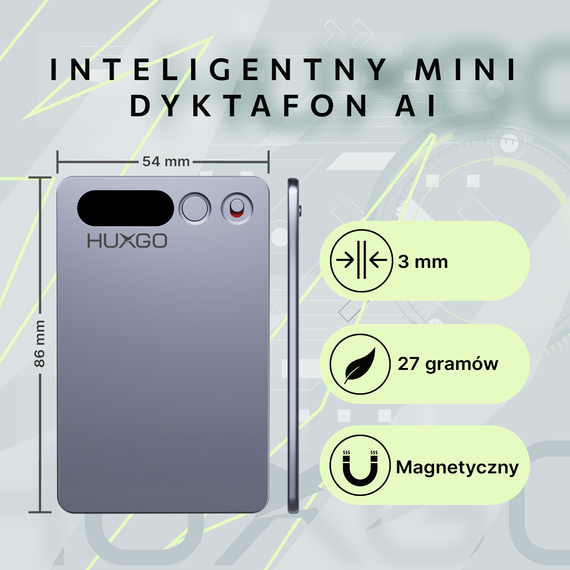 HUXGO® FW920E – Smart AI Voice Recorder with Real-Time Transcription and Translation