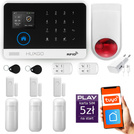 HUXGO® HXA003 - Wireless security system WiFi + GSM with 3x Motion Detector & 3x Door / window sensor with Wireless Siren | Home Alarm System SET with App TUYA