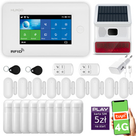 HUXGO® HXA006 - Wireless security system WiFi + GSM 4G with 9x Motion Detector & 9x Door / window sensor with Wireless Siren | Home Alarm System SET with App TUYA
